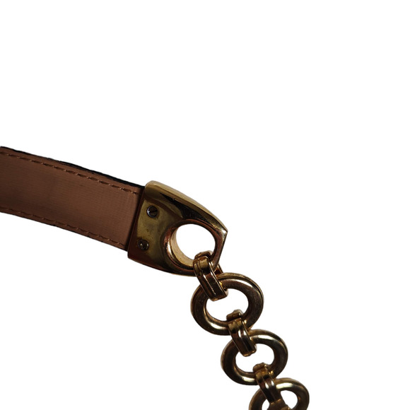 Black Suede Belt Gold Chain Statement Hardware M/L Minimalist Modern main image 4